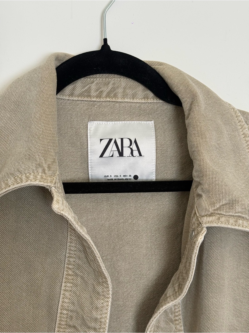 ZARA, Taupe Cropped Jean Jacket, Small - Picture 2 of 7